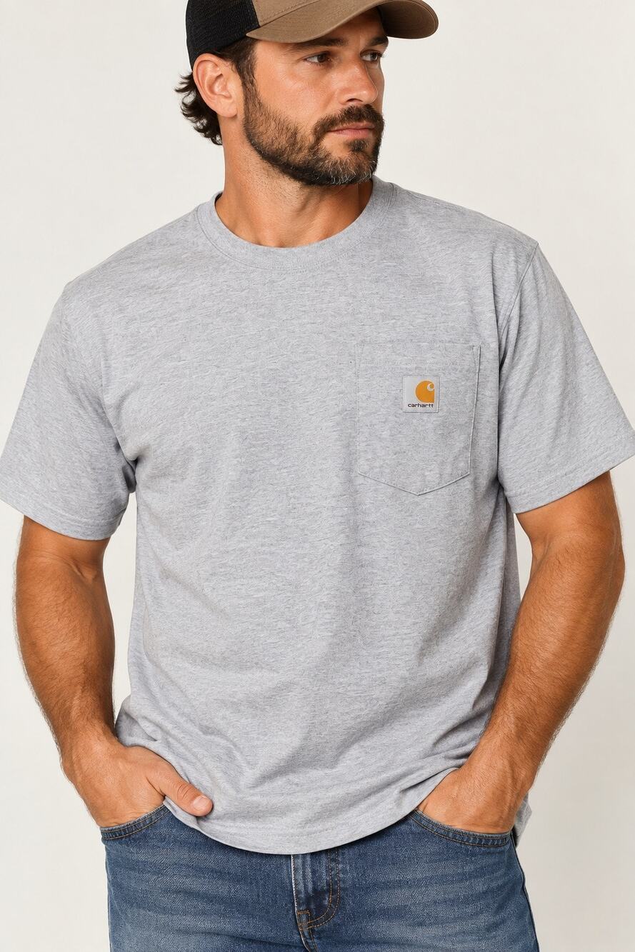 Carhartt Men’s Original Fit Pocket T-Shirt Large Heather Gray K87 Workwear NWT